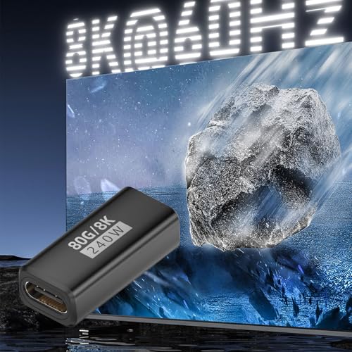 3Pack USB C Coupler Thunderbolt 5,120Gbps USB C Female to Female | 240W Fast Charging,Dual 8K,16K,@60hz Video,for MacBook, Ipad, Thunderbolt 5/4/3,iPhone 17,USB4,Razer Blade - color: Black