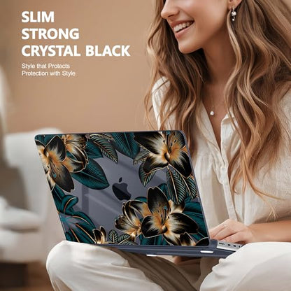 May Chen for 2026 MacBook Pro 14-inch M5 M4 M3 M2 M1 Pro/Max Chip, Release 2026 2025-2021, Model A3427 A3426 A3434 A3112 A3401 A3185, Plastic Hard Shell with Keyboard Cover, Golden Lilies Flowers - color: Golden Lilies Flowers