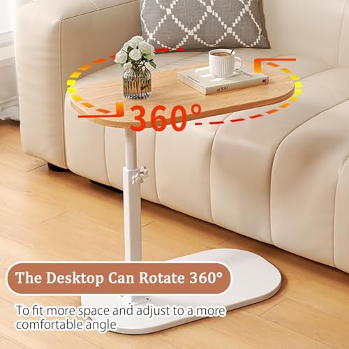 C Table End Table Adjustable Height,Round Recliner Side Table,360°Swivel Bathtub Tray Table Withthick Metal Bracket,Small Coffee Tabl,Modern Bedside Table,for Sofa/Bed/Bathtub(Dark Brown) - color: Dark Brown