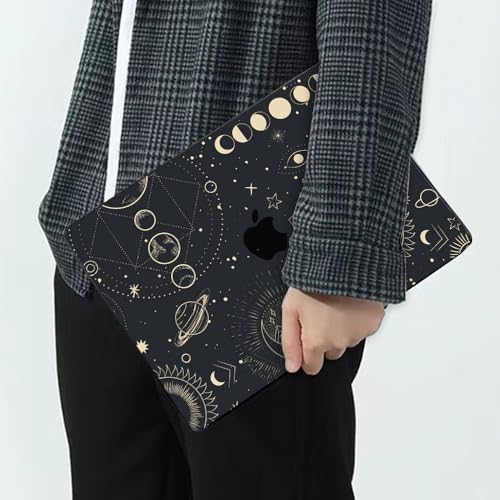 for 2022-2024 2025 2026 MacBook Air 13 inch Case M5 A3449 M4 A3240 M3 A3113 M2 A2681 Cover, Glitter Black Printed Pattern Plastic Hard Shell Case for Mac Air 13 M5 2026, Total Lunar Eclipse - color: Total Lunar Eclipse