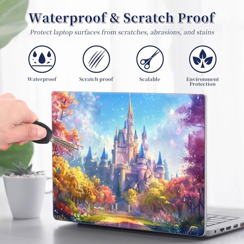Universal Laptop Protective Skin,Trim-to-Fit Vinyl Sticker for 13–16 Inch Laptop,MacBook,Tablet & Notebook,Scratch-Proof Waterproof Cover,Fantasy Castle - color: Fantasy Castle