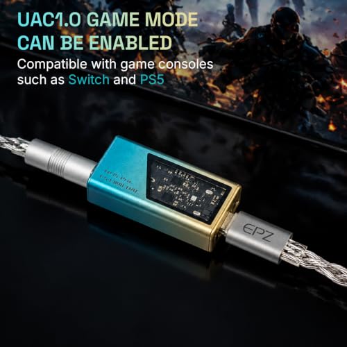 EPZ TP35 PRO Mini Portable IEM DAC Hi-Fi Decoder Headphone Amplifier Dongle USB-C to 3.5/4.4mm Dual CS43198 Chips, Supports High-Resolution PCM 32bit/384khz DSD 256 Audio, EQ Adjustment and Mic Calls - color: Gradient