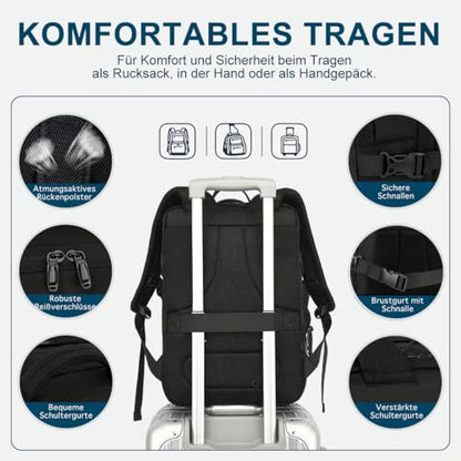 Carry On Backpack 40L Expandable Travel Backpack for Men Fits 15.6" laptop
