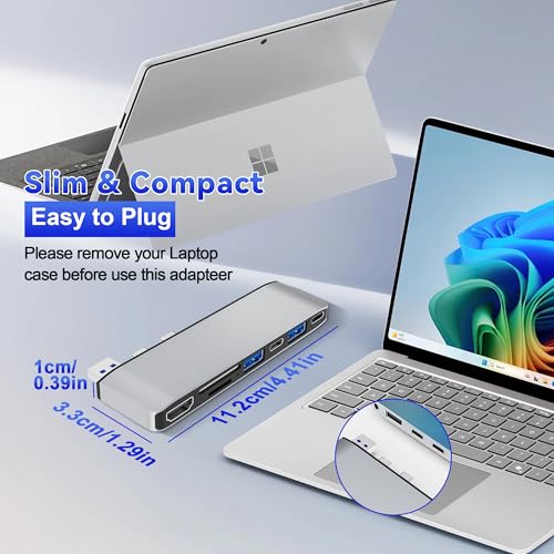 Surface Laptop 7 USB Hub Docking Station, Surface Laptop 2024 Accessories with 4K HDMI, USB-C Thunerbolt 4 (8K Display+40G Data+100W Charging), 2 USB 3.0, USB-C, SD/TF, hub for Surface Laptop 7 (2024) - color: For Surface Laptop 7
