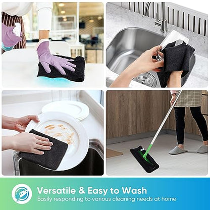 HOMEXCEL Black Microfiber Cleaning Cloth, 12 Pack Premium Microfiber Towels for Cars, Lint Free, Scratch-Free, Highly Absorbent, Reusable Cleaning Rags for Car, Household, Kitchen, Window, 11.5"X11.5" - color: Black