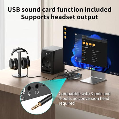 eKL USB 3.0 Switch 4 Computers Share 4 USB 3.0 Ports USB Switcher for PC Laptop Mouse Keyboard Scanner Printer One Button Switch with 3.5mm Headphone Jack and 4 Pack Cables - size: USB3.0 4 in 4 out