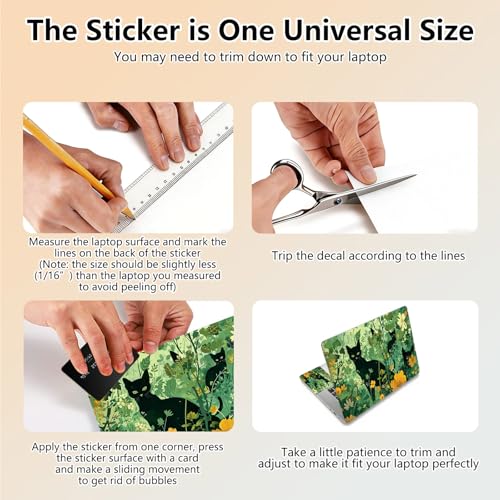 Laptop Skin Sticker Decal 15.6 Inch,12 13 13.3 14 15 15.6 in Laptop Netbook Skins for Notebook,Art Decal Removable Waterproof Scratch Resistant,Universal Vinyl Cover,Cat Plant Cute - color: Cat Plant Cute