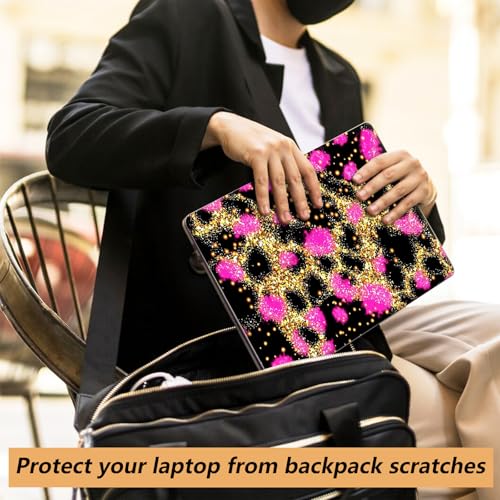 12.1”-15.6” Laptop Skin Sticker (Fits 13”, 13.3”, 14”, 15”, 15.4”) | Reusable Universal Protective Vinyl Art Decal Cover | Waterproof & Scratch-Resistant |Gold Pink Leopard Print - color: Gold Pink Leopard Print