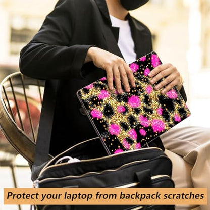 12.1”-15.6” Laptop Skin Sticker (Fits 13”, 13.3”, 14”, 15”, 15.4”) | Reusable Universal Protective Vinyl Art Decal Cover | Waterproof & Scratch-Resistant |Gold Pink Leopard Print - color: Gold Pink Leopard Print