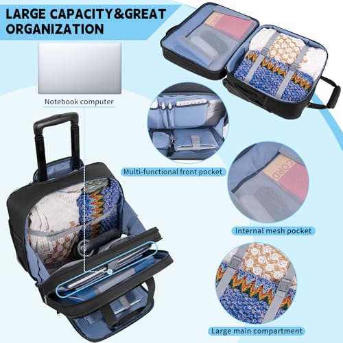 Rolling Laptop Briefcase Water-Resistant 17.3" Roller Computer Bag with wheels Travel Rolling Laptop Bag with RFID Pocket Lockable Zipper Underseat Carry On Luggage Work Travel Business Men Women