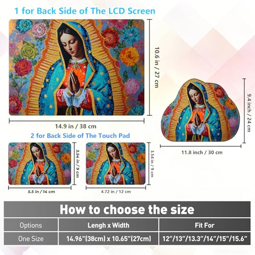 Laptop Skin Sticker Decal 15-15.6 Inch with Cute Mouse Pad, Universal Reusable Vinyl Sticker for 12.1 13 13.3 14 15.4 Inch Netbook and Notebook PC, Our Lady of Guadalupe - color: Our Lady Of Guadalupe