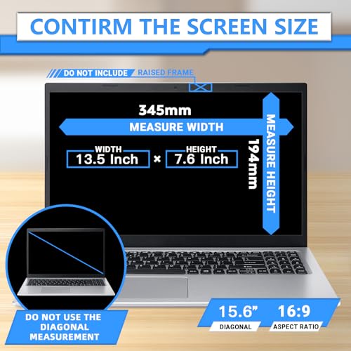 Magnetic Laptop Privacy Screen 15.6 Inch 16:9, Removable Privacy Filter | Compatible with Samsung HP Dell Asus Acer Sony Lenovo LG Thinkpad Toshiba, Anti Spy, Anti Glare, Blue Ray Reduction - size: 15.6 in 16:9 privacy screen