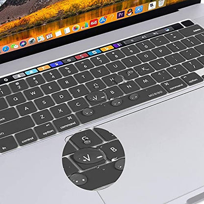 MOSISO Keyboard Cover Compatible with MacBook Pro 13 inch M2 M1 | 2023-2020 A2338 A2289 A2251&Compatible with MacBook Pro 16 2020 2019 A2141 Touch ID, Protective Silicone Skin, Space Gray - color: Space Gray