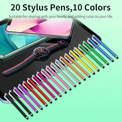 20 Pack Stylus Pen,Stylus Pen for Touchscreen,Universal Stylus | High Precision Sensitivity for Everyday Writing/Drawing, Compatible with Touch Screens,10 Colors - color: 20-Pack