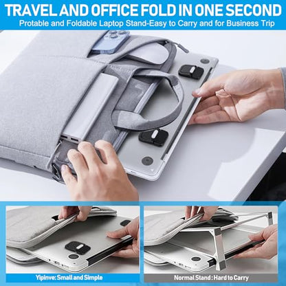 Mini Laptop Stand, Portable Laptop Stand, Foldable & Lightweight Ergonomic Riser with Ventilated Cooling, Sleek Computer Notebook Holder Fits Keyboards &10-17.3 Inch Laptops, Black - color: Black