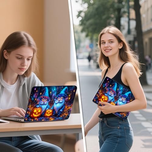 Universal Laptop Skin Sticker Decal, 12"-15.6" Aesthetic Vinyl Wrap, Halloween Gnome Pumpkin Waterproof Notebook Cover Art Protector for MacBook HP Dell Lenovo, Fits 13" 14" 15" 15.6" - color: Halloween Gnome Pumpkin