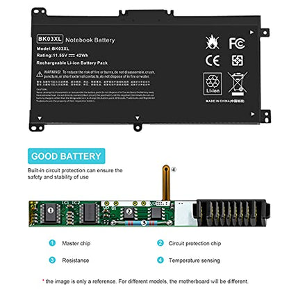 BK03XL HSTNN-LB7S HSTNN-UB7G Battery for HP Pavilion X360 14-BA000 14M-BA000 14m-ba011dx 14m-ba013dx 14m-ba014dx 14m-ba015dx 14m-ba114dx 14-ba000 14-ba175nr 14-ba110nr 14-ba253cl 14-ba125cl 14-ba175nr - size: 7.24*3.5*0.24inch