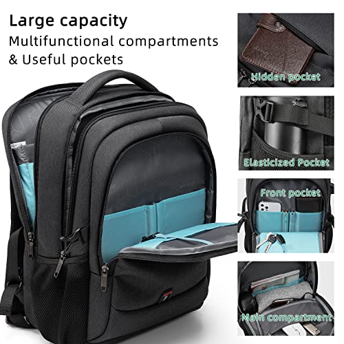 17 Inch Laptop Backpack for Travel Water Resistant College Backpack for Men Women Laptop Bag with USB Charging Port,Black - color: Black-e