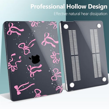 DONGKE for MacBook Air 13 Inch Case M5 2026 M4 2025 M3 M2 2024-2022 A3449 A3240 A3113 A2681, Plastic Hard Shell & Keyboard Cover & Screen Film for MacBook Air 13.6 Inch Case - Bows & Stars - color: Bows & Stars