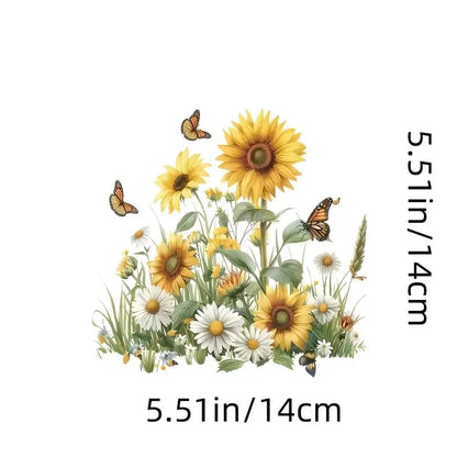 Sunflower and Butterfly PVC Vinyl Car Decals Stickers Waterproof Self-Adhesive Decals for Cars, Laptops, Trucks, Motorcycles Wall Window Luggage Scratch Cover Door Decor Sticker