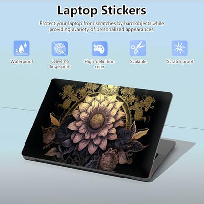Universal Laptop Skin Sticker with 2 Wrist Pad Skins, Waterproof Scratch Resistant Vinyl Laptop Cover Decal, Cut to Fit for 11–15.6 Inch MacBook HP Dell Lenovo, Art Lotus - color: Art Lotus