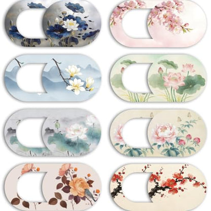 8Pcs 8 Styles Laptop Camera Cover Slide Flowers Privacy Guard Accessories, 0.04 Inch Ultra Thin Webcam Cover Protector Blocker for Desktop Computer Tablet Notebook Mini PC Home Office Use - color: Flowers-1
