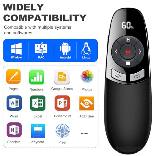 USB Type C Presentation Clicker with Battery & Timer Display, Wireless Presenter Remote PowerPoint Clikcer for Mac Computer - style: AAA+USB A&C+Timer