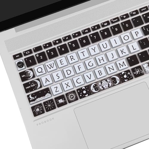 Cute Keyboard Cover for 15.6 inches HP ProBook 450 G8 G9 G10 / ProBook 455 G8 G9 G10 /ProBook 650 G8/HP Zbook Power G8 G9, Silicone Keyboard Skin, US Layout, Sun and Moon - color: Sun and Moon