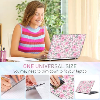 12 12.1 13 13.3 14 15.4 15.6 Inch Laptop Skin Decal, Laptop Skins Stickers Decals for Notebook PC, Universal Reusable Vinyl Laptop Cover Sticker, Waterproof Art Protector I Lovely Pink Flowers - color: Lovely Pink Flowers