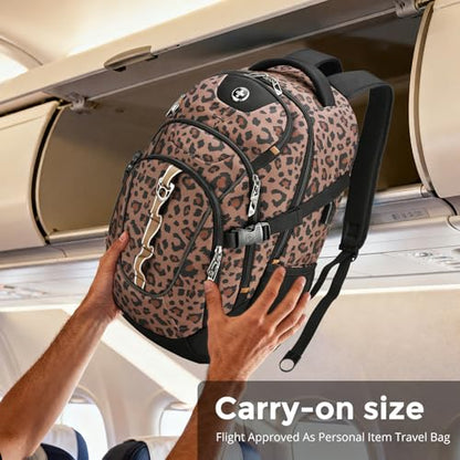 Swissdigital Laptop Backpack, Brown Leopard, SD803-103 | USB Charging Port, Travel Backpack, 31l Capacity, Backpack For Men and Women - color: Brown Leopard