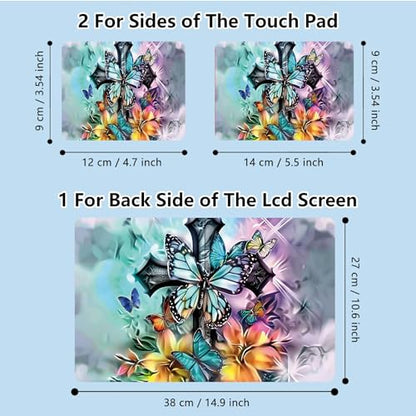 Universal Laptop Skin Sticker with 2 Wrist Pad Skins, Waterproof Scratch Resistant Vinyl Laptop Cover Decal, Cut to Fit for 11–15.6 Inch MacBook HP Dell Lenovo, Faith Butterfly - color: Faith Butterfly