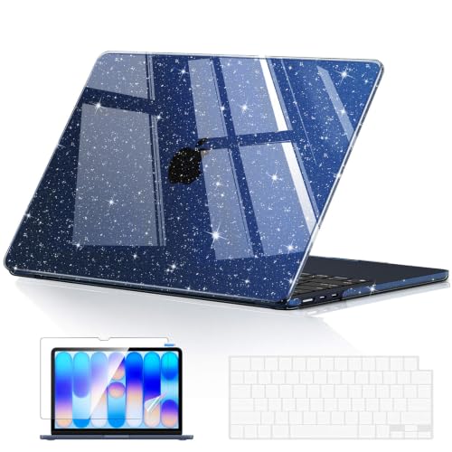EooCoo for MacBook Neo Case 13 inch 2026, 100% Match Color, Sparkly Indigo | Lightweight, Protective Hard Shell Case & Keyboard Cover & Screen Film, Model A3404 with A18 Pro Chip - color: Sparkly Indigo