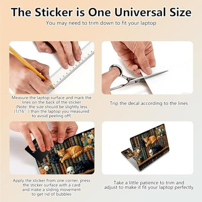 Laptop Skin Sticker Decal 15.6 Inch,12 13 13.3 14 15 15.6 in Laptop Netbook Skins for Notebook,Art Decal Removable Waterproof Scratch Resistant,Universal Vinyl Cover,Cat Bookshelf - color: Cat Bookshelf