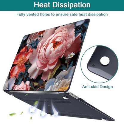 Teryeefi Compatible with M2 M1 MacBook Pro 13 inch Case Touch Bar A2338 A2251 A2289 A2159 A1989 A1706 A1708 (Release 2016-2022),Protective Slim Cover+Keyboard Cover-Colorful Peonies - color: Colorful Peonies-003