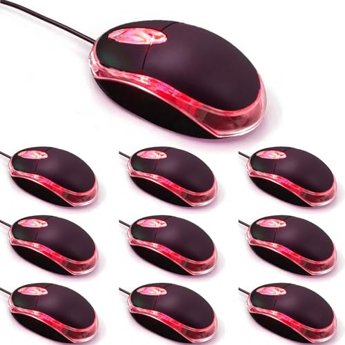 Guiheng 10 Pack Wired Mini Optical Mouse Computer Mouse Ergonomic Mouse with USB Mouse for Laptop PC Desktop mice Compatible with Windows Linux Mac fit for Office Business Home,Kids（Black） - color: 10 pack black