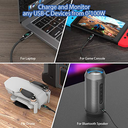 SOOPII 100W 6.6ft USB C to USB C Cable Fast Charge, Nylon Braided Cable with LED Display for lPhone 15/15 Pro/15 Plus/15 Pro Max,lPad Air,MacBook Pro,Galaxy S24/S23, Pixel, LG (Black) - color: Black, size: 2M - 100W