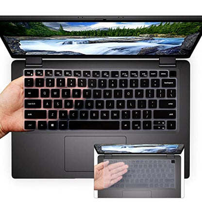 2PCS Keyboard Cover for Dell Latitude 14" 7450 7440 7430 7420 7410 /Dell Latitude 5420 5430 5431 5440/ Dell Latitude 9420 9430 9440,15.6" Dell Latitude 7520 9510 9520 Keyboard Skin-Black+Clear - color: Black+Clear