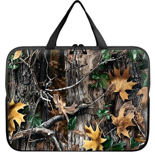 Laptop Sleeve Case Bag 15 inch, Camo Leaf Slim Carrying Case Durable Handbag Travel Laptop Bag for 15 inch MacBook Air M3/M2/15 Pro/Surface Laptop 7/6/5/4/3/ Dell XPS 15 Plus - color: Camo Leaf, size: 15 Inch
