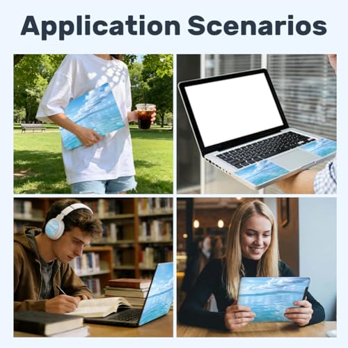 3Pcs Sea Surface Laptop Skin Sticker Blue Sky Universal Removable Vinyl Stickers Fits for 12.1 13 14 15.6 16 Inch Waterproof Notebook Decal Cover Gift