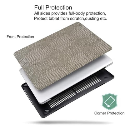Crocodile Logo Cutout Case for MacBook Neo 13 inch 2026 A18 Pro Chip A3404 | Crocodile Print Mac Neo Case Alligator Snakeskin PU Leather Hard Shell Cover for MacBook Neo 2026 Case&Keyboard Cover, Silver - color: # Crocodile Silver