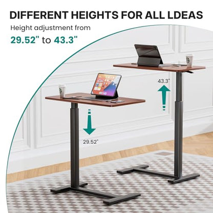 OLIXIS Overbed Table, Bedside Table, Mobile Standing Desk | Adjustable Height, Rolling Laptop Cart, Space Saving Design, Hospital Home Use, Sturdy Wheels, Rust - color: Rust