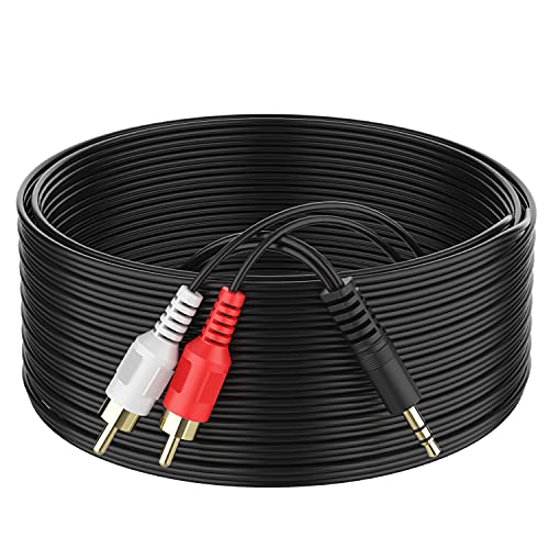 3.5mm to RCA Cable 30ft, 3.5mm TRS Male to 2RCA Male Stereo Y Splitter RCA Cord Compatible with Echo Dot, Smartphone, MP3, Tablet, Stereo Receiver, Car, Speaker, HDTV ect. - size: 30FT