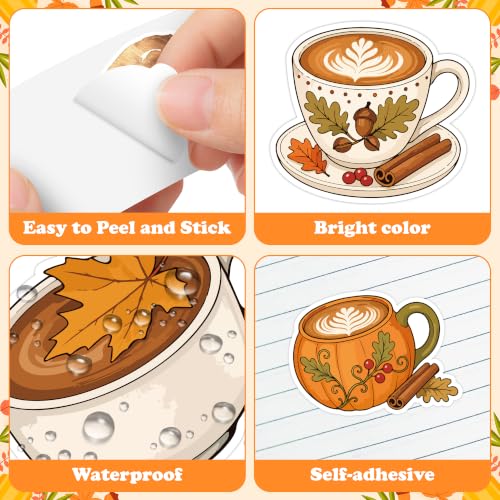Autumn Latte Coffee Self Adhesive Sticker for Laptop DIY Gift | Waterproof, Self Adhesive Vinyl Decal, Bright Color Clear Printing, Easy Peel - style: Autumn Latte Coffee