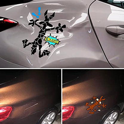 2 Pcs 10" 6.1" Reflective Scratch and Dent Fix Car Sticker, Funny Cartoon Coyote Splash Into Pieces, Bumper Stickers for Jeep, Truck, Motorcycle, Laptop, Skateboard, Window Decals Band-Aid Stickers - color: Coyote-l