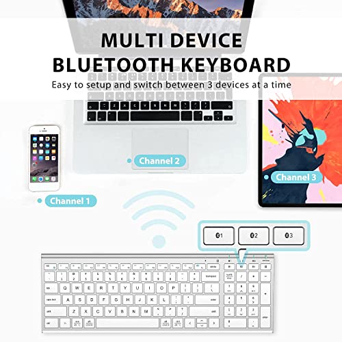 iClever BK10 Bluetooth Keyboard, Universal Bluetooth 5.1 Wireless Keyboard with Number Pad, Ergonomic Design, Multi-Device Compatibility, Stable Connection for Mac, iPad, iPhone, Android, Windows | Stable Connection for Mac,Windows,iPad,iPhone,Android - c