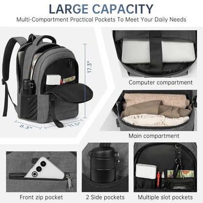 GMAK Travel Laptop Backpack for Men & Women Fits 15.6 Inch Notebook, Grey | Business Anti Theft Laptops Backpacks with USB Charging Port, Water Resistant Computer Bag for Travel Sports