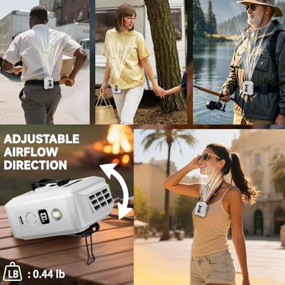CAZOKASI Personal Waist Clip Fan Rechargeable Wearable Hand Free Wearable Cooler Fan for Traveling Working Outdoor Office (5000mAh / White) - size: 5000mAh / White