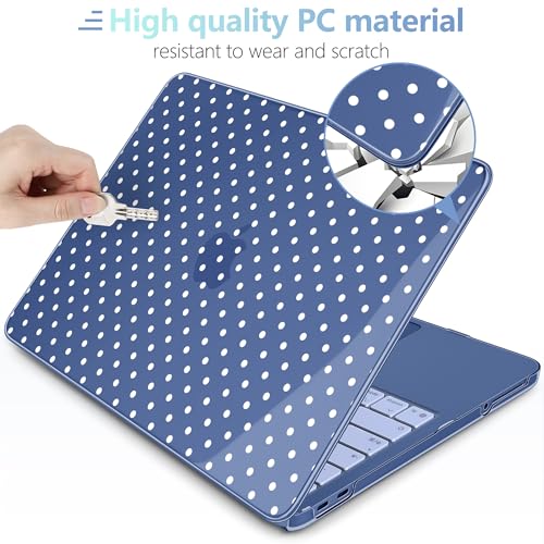 MEEgoodo Printed Case for New MacBook Neo 13 Case inch 2026 Release Model A3404, Laptop Hard Shell with Keyboard Cover & Screen Protector & USB-C Adapter, Indigo & White Polka Dots - color: Indigo & White Polka Dots
