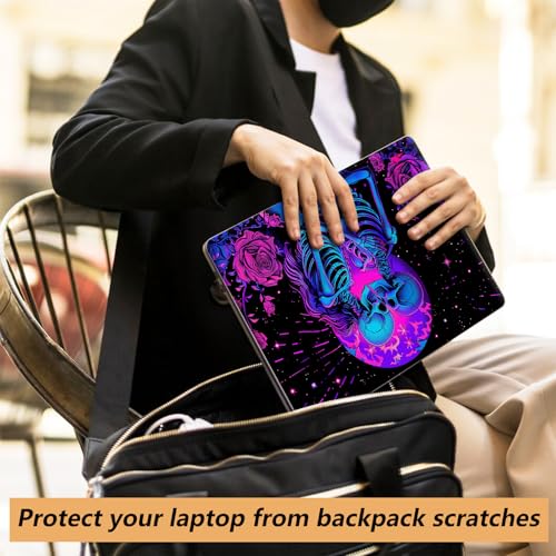 Laptop Skin Sticker for 12.1”-15.6“ Laptops (Fits 13”, 13.3”, 14”, 15”, 15.4”) | Protective Universal Reusable Vinyl Art Decal Cover | Waterproof & Scratch-Resistant-Skeletons in Love Purple - color: Skeletons in Love Purple