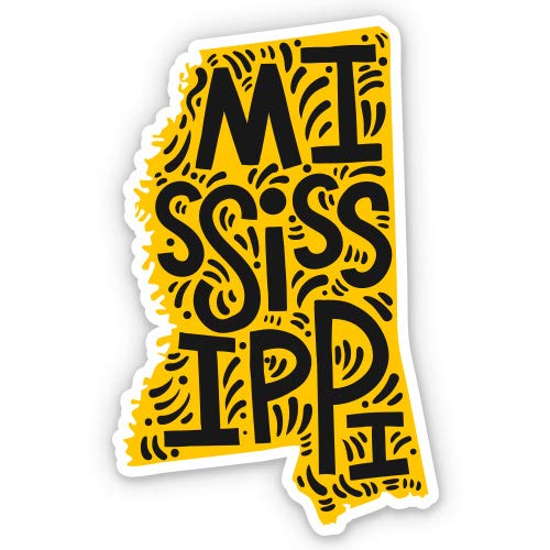 Mississippi Shape Cute Letters Native Local - 8" Vinyl Sticker - for Car Laptop I-Pad - Waterproof Decal - size: 8"